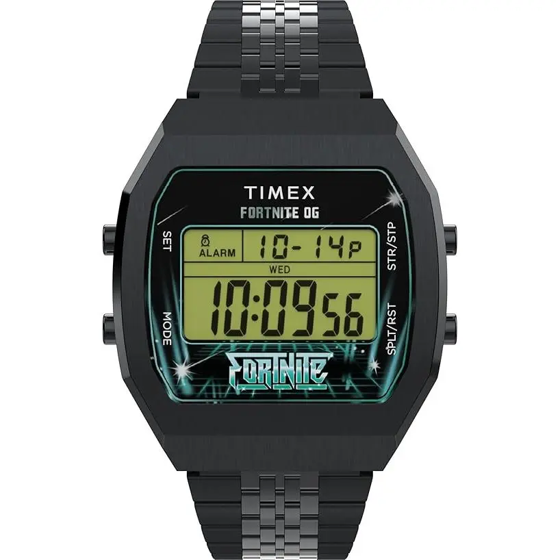 Timex X Fortnite T80 Quartz Digital Men's Watch - Steel Strap, Splash Resistant, Quartz Movement, Everyday Use, Model TW2Y46000