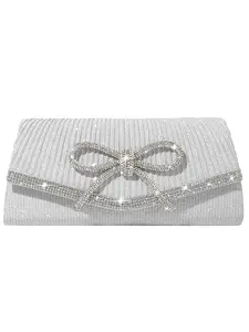 Bow Evening Bag Sparkly Clutch Purses for Women Wedding Glitter Rhinestone Party Prom Purse Dressy Clutch Bags Elegant Stylish Purse Bow Decorated Clutch | Bow, Sparkly, Wedding, Glitter, Rhinestone, Party