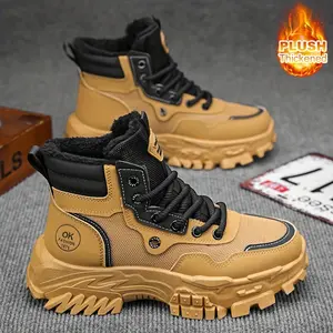 Men's Shoes Daily  for Gentlemen High Top Men's Shoes Autumn Top Waterproof Sports Casual Boots Platform Elevation Black Mid-top Biker Work Boots