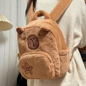 Cute Plush Capybara Backpack Fashion Rucksack Travel Casual Schoolbag Bookbag with Zipper for Christmas Party