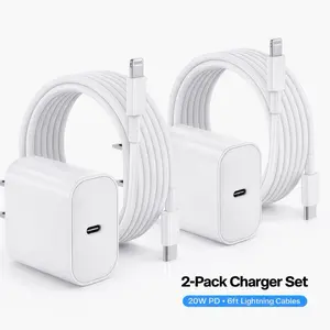 2-Pack 20W PD USB-C to Lightning Fast Charger & 6FT Cable Set For iPhone 14/13/12/11/XR/XS Max/8/7/6/5 iPad & AirPods