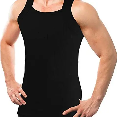 Men's Square Neck Ribbed Tank Top | Cotton Stretch Fitted Sleeveless Shirt