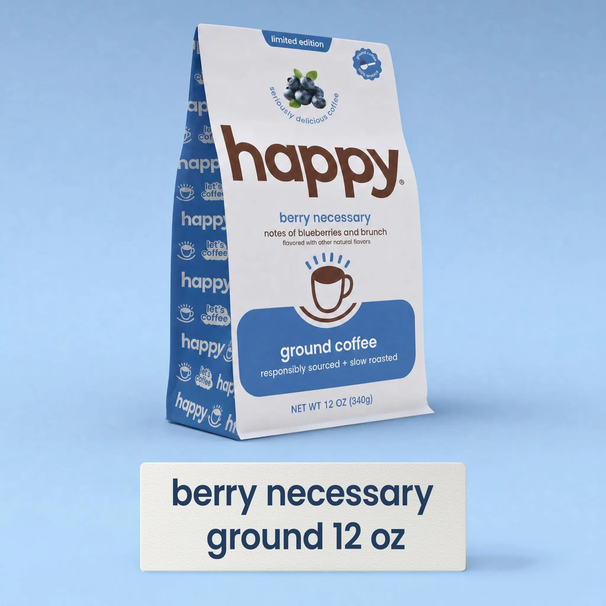 Limited Edition Happy® Berry Necessary Blueberry Flavored Ground Coffee - 12 oz - While Supplies Last