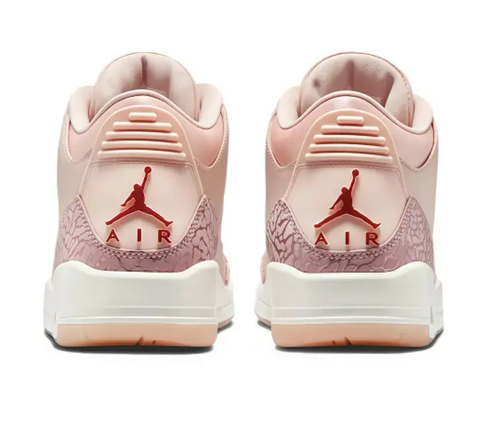 Unisex Air Jordan 3 Retro Mid Basketball Sneakers, Washed Coral Pink Elephant Print Upper Gum Sole Shock Absorbing Non Slip Casual Street Athletic Shoes