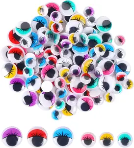 Googly Wiggle Eyes with Eyelashes, Plastic Self Adhesive Assorted Colors for DIY Arts Craft Sticker Eyes Scrapbooking Decorations 10mm and 15mm, 100 count