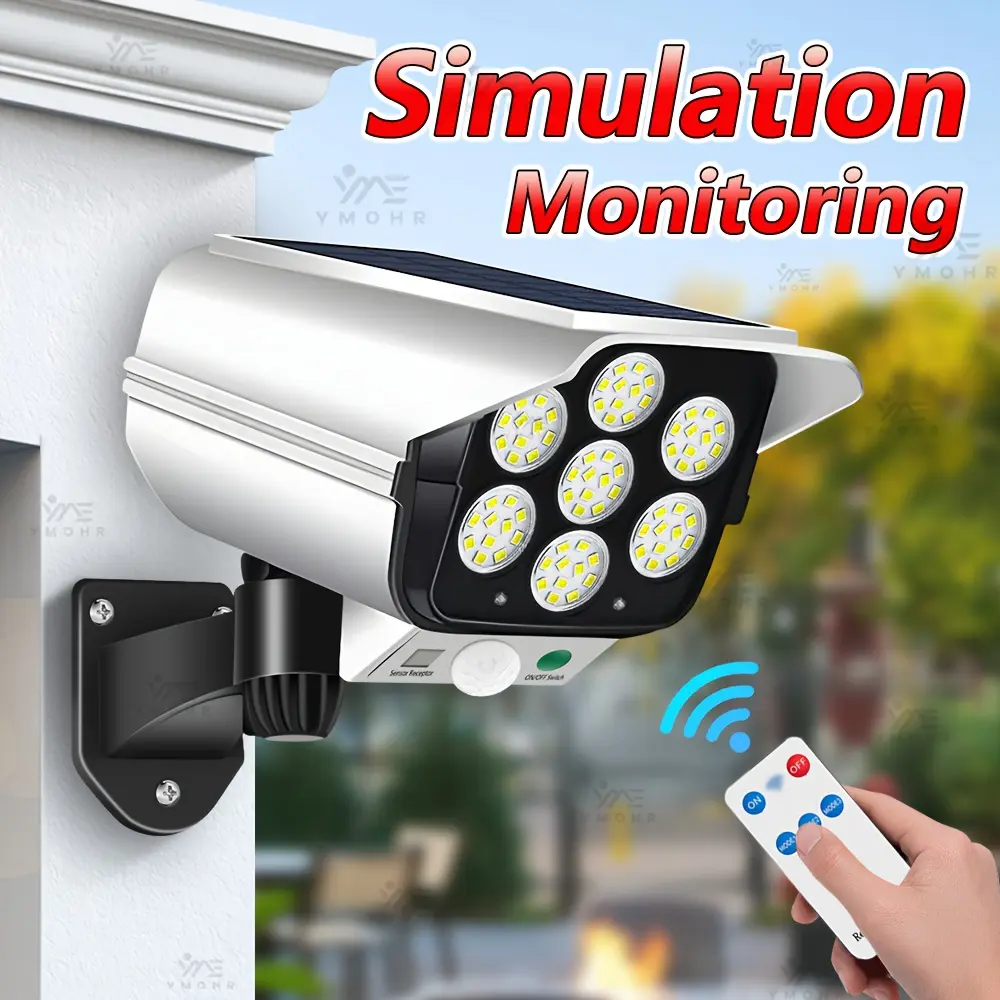 Bunny 2 Pack Solar Camera Outdoor Security Light with Motion Sensor 77 LEDs Solar Powered Wall Light Waterproof for Home Garden Porch and Driveway Easy Installation Plastic decor patio