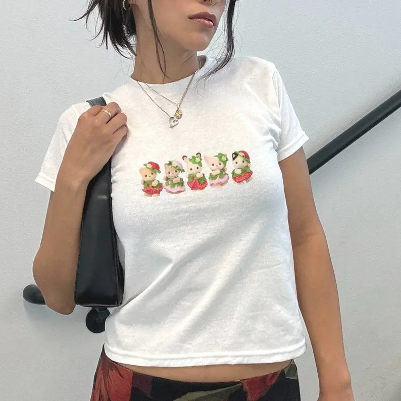 Calico Critters Shirt Y2K crop top Calico Critter Shirt Proud Mother Women's Top Coquette Cute Women's T-Shirt Trending Top Summer 2024