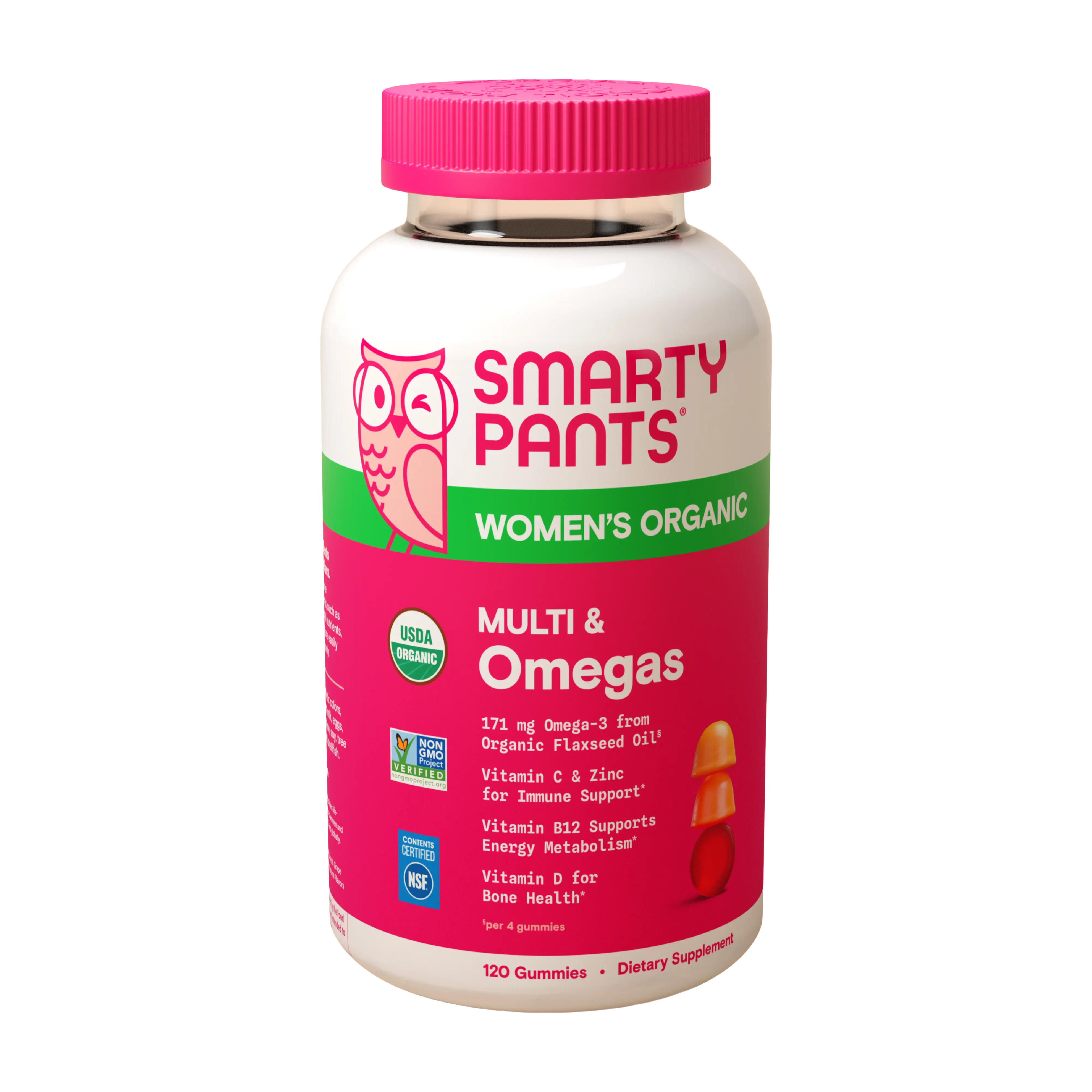 SmartyPants Women's Organic Multi & Omegas 120 Gummies USDA Certified Vegetarian Supplement with Vitamin C D3 B12 A Biotin Folate & Omega-3s for Active Lifestyles - Healthcare