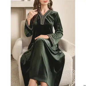 NewSpringAutumn2024 High AlNajmaPremiumQualityLongSleeveMaxiVelvetDress - EndGoddessStyle Modest