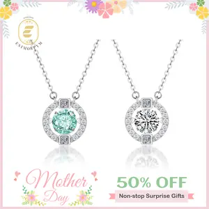 EOM Moissanite 1ct Rhythm of Love Dancing Stone Pendant Necklace Flickering Halo Necklace Dainty Luxury Jewelry Perfect Birthday Engagement Wedding Anniversary Christmas Thanksgiving Valentine's Day Daily Wear mothersdaygift