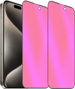 2 Pack Anti-Blue  Tempered Glass for  15 Pro Max Mirror Anti-Spy Screen Protector Anti-Peeping Film Electroplated Gradient Colorful 6.7 inch
