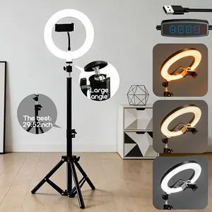 8-Inch USB LED Light, Led Selfie Light, Adjustable Height 32-55cm, Tripod and Phone Stand, Ideal for Photography, Live Streaming, Video Recording, Portable, Perfect Gift, Camera Accessories