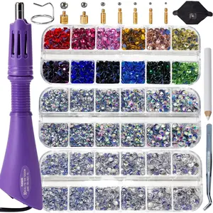 bedazzler kit with Rhinestones hot fix applicator Tool with 5,000 Pieces of Rhinestones, Three  Sizes and Various Tips,  for Adding Sparkle to Clothing, Fabric, and Craft Projects