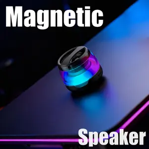 Mini Magnetic Bluetooth Speaker with RGB Lights – Portable Wireless Stereo Speaker, Rechargeable Battery, Small Outdoor LED Speaker, Gift for Men & Women