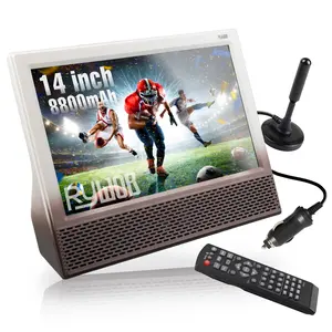 14’’ Portable TV with Antenna,Built-in 8800mAh Rechargeable Battery,ATSC Digital Television with HDMI/USB/TF Card Ports,Stero Speakers TV for Camping,Kitchen,Car