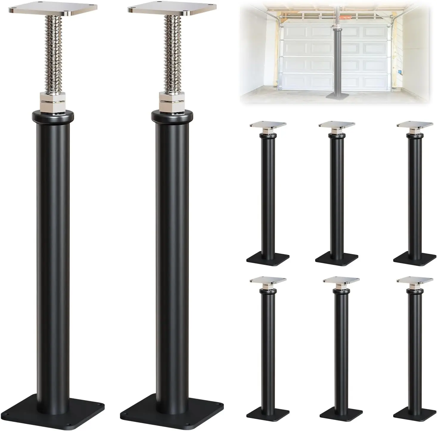 8 Pack Adjustable House Floor Jacks, Post Floor Jack for Leveling, 16.5-20.5 Inch Height Range, Screw Jacks for Basement, Porches, Roof Beams and Decks, 6,600 Lbs Capacity