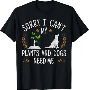Plants And Dog Lover Gardener Funny Gardening T-Shirt, Gift Tee, Funny Tee, Size S-3XL, Cotton Menswear