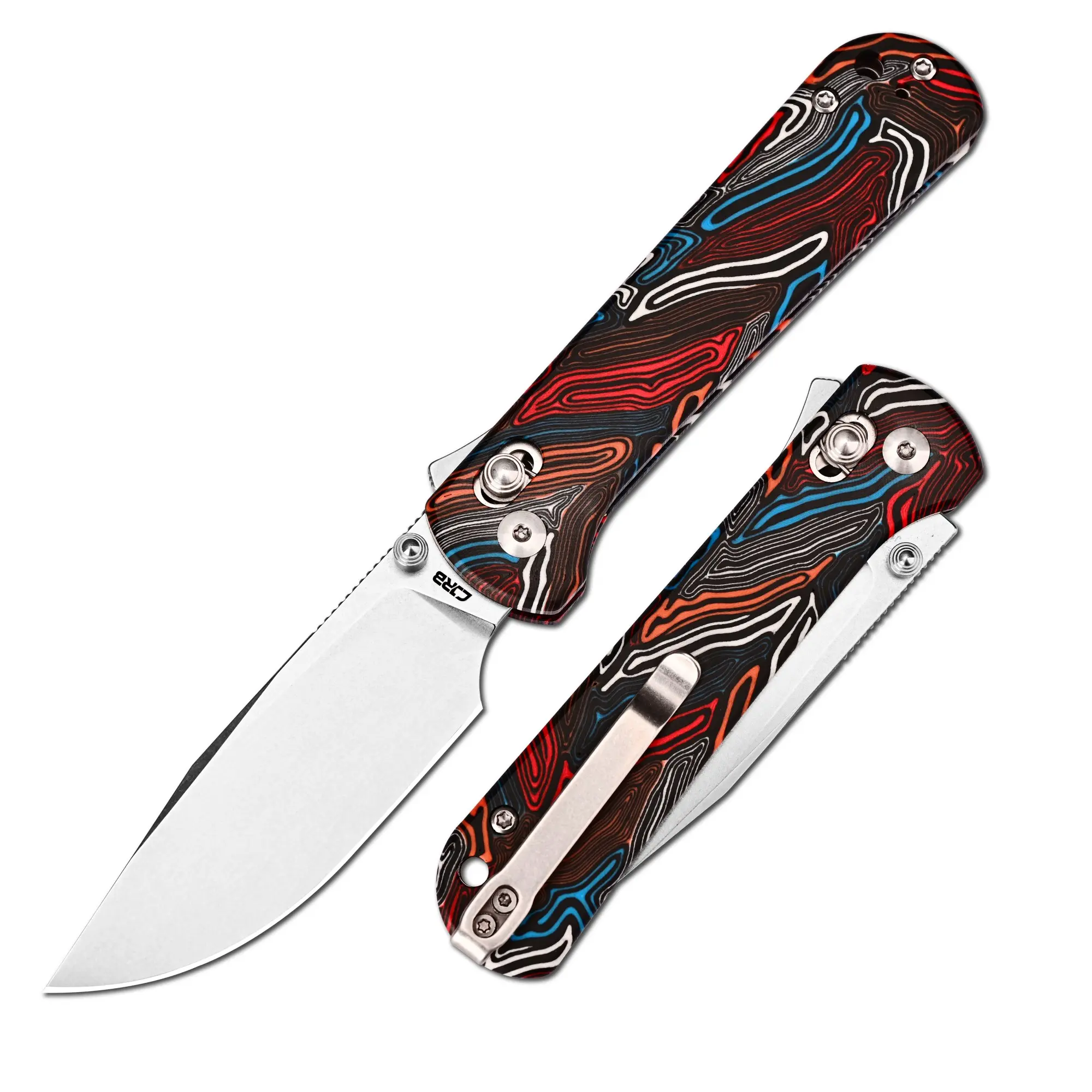 CJRB Bolt Folding Knife - 3.25in Corrosion-Resistant AR-RPM9 Stainless Steel Blade, G10 Handle, Recoil Lock, Pocket Clip, Lightweight EDC Pocket Knife for Hiking, Adults' Survival Hand Tool, Father's Day Gift, Stainless Steel Tool
