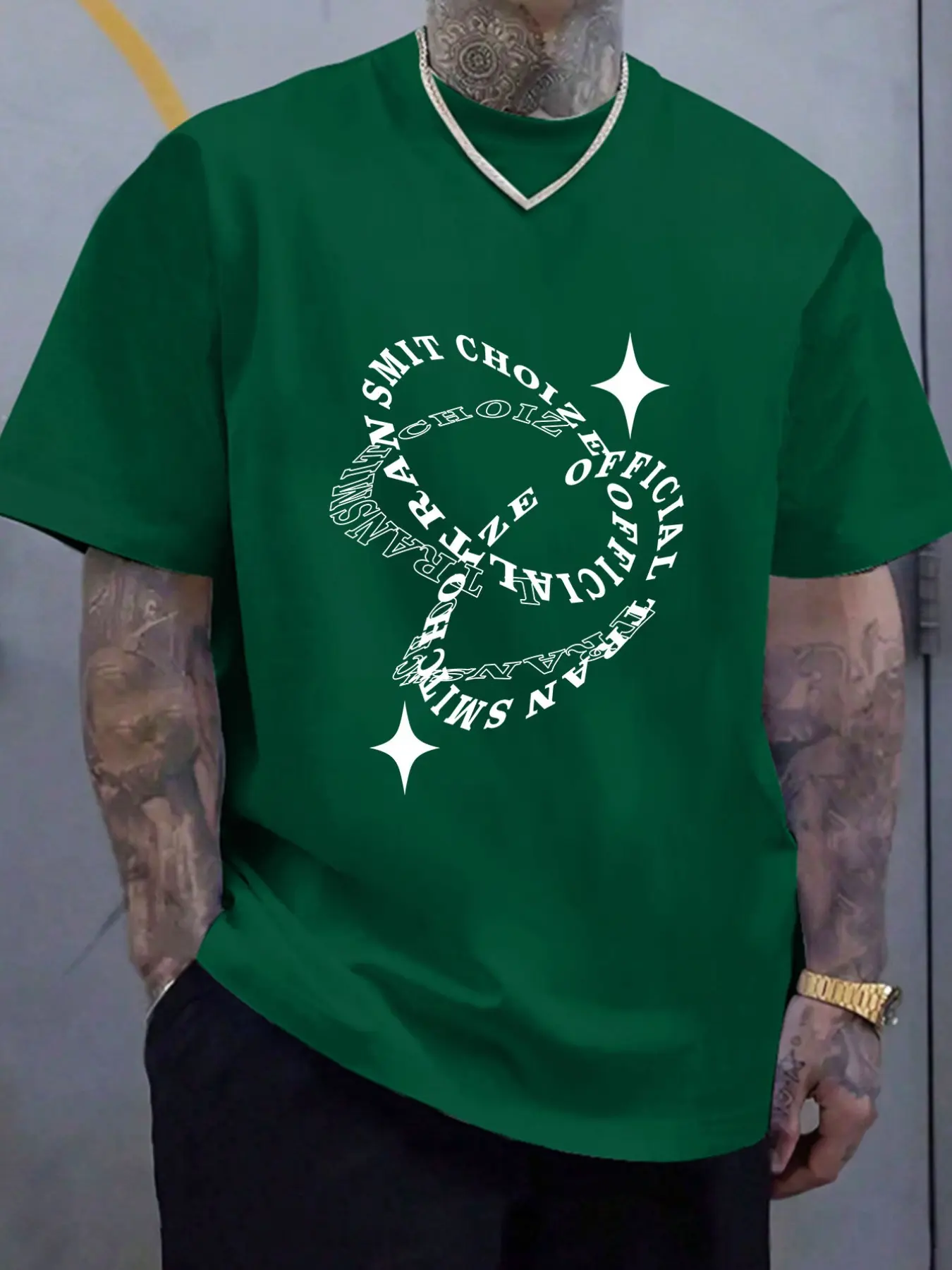 3D surround star minimalist large print T-shirt | Luxury style details | High quality polyester fiber | Low profile and stylish American fashion item