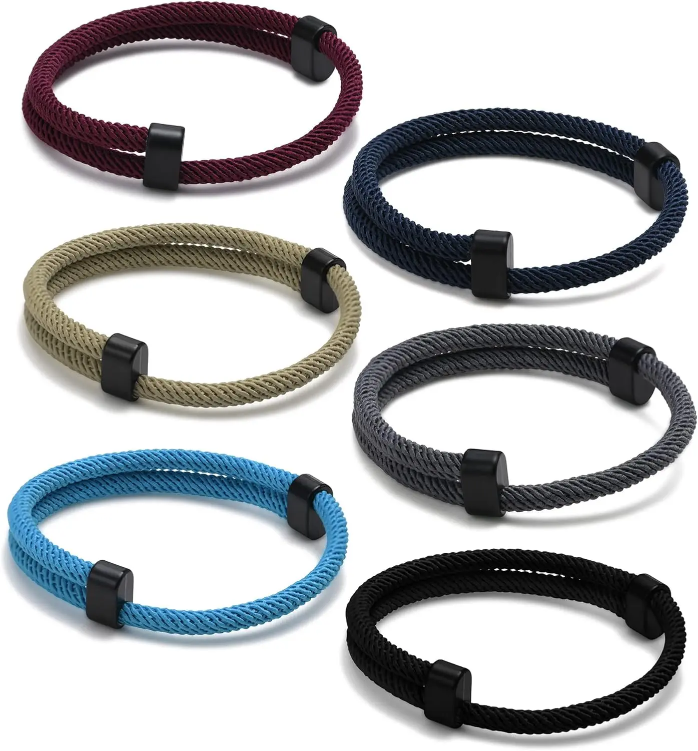 6Pcs Nautical Rope Bracelet Set for Men & Women, Adjustable Braided Cord Friendship Bracelets, Handmade Marine Knot Beach Jewelry Gift