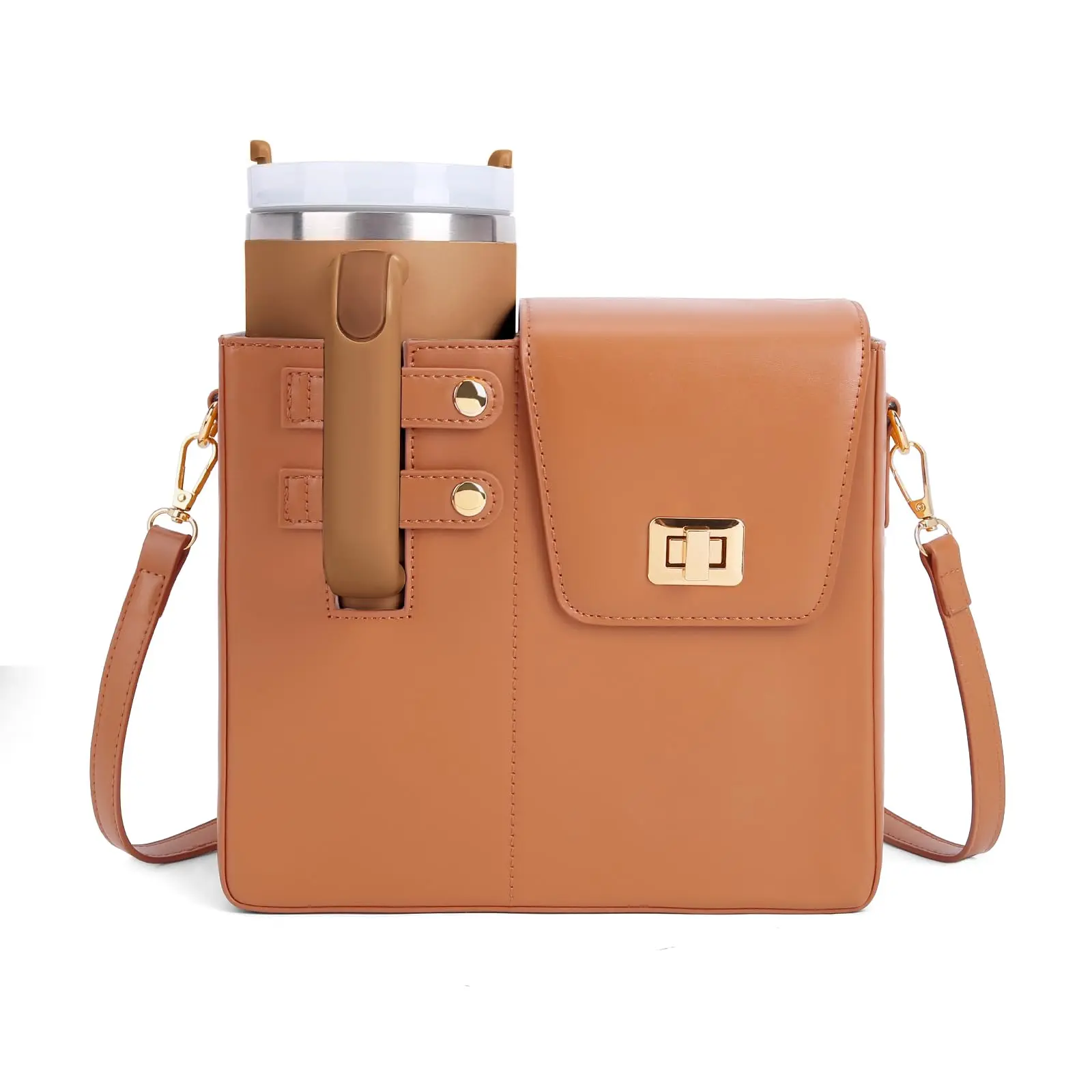 Adjustable Crossbody Bag with Drink Holder & Wallet Storage for Women , Stanley Purse Cup Holder Bag- Outdoor Portable Crossbody Bag for Stanley Cup Tumbler Purse , Cup Accessories Gym/Work/Travel Drinkware Crossbodybagwomen Sling Purse Leather
