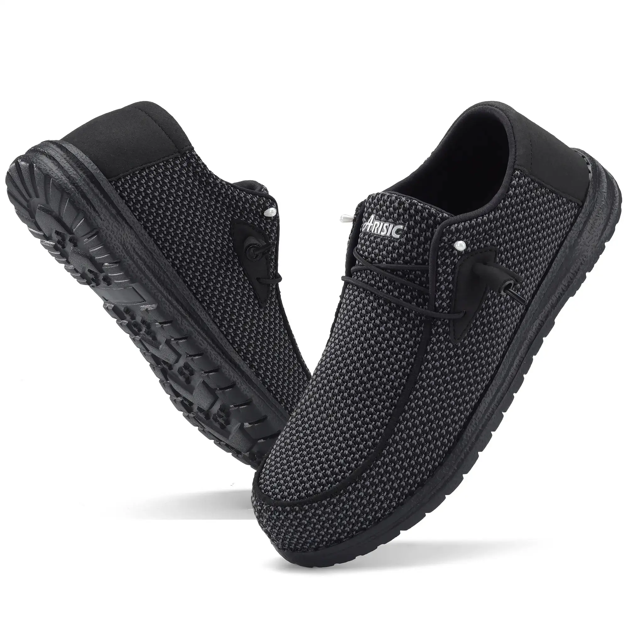 Steel Toe Slip-On Loafers for Sports & Outdoor - Polyester, Nylon, Kevlar, Lightweight, Puncture-Proof, Smash-Proof, Non-Slip, Breathable, All-Seasons, Ideal for Construction Workers