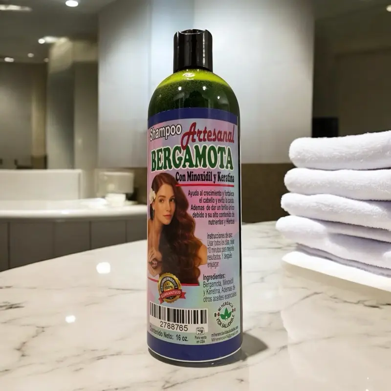 SHAMPOO ARTESANAL BERGAMOTA WITH MINOXIDIL & KERATINA  - Natural Hair Growth Formula for Anti-Hair Loss & Breakage Support, Haircare, Strengthen Hair