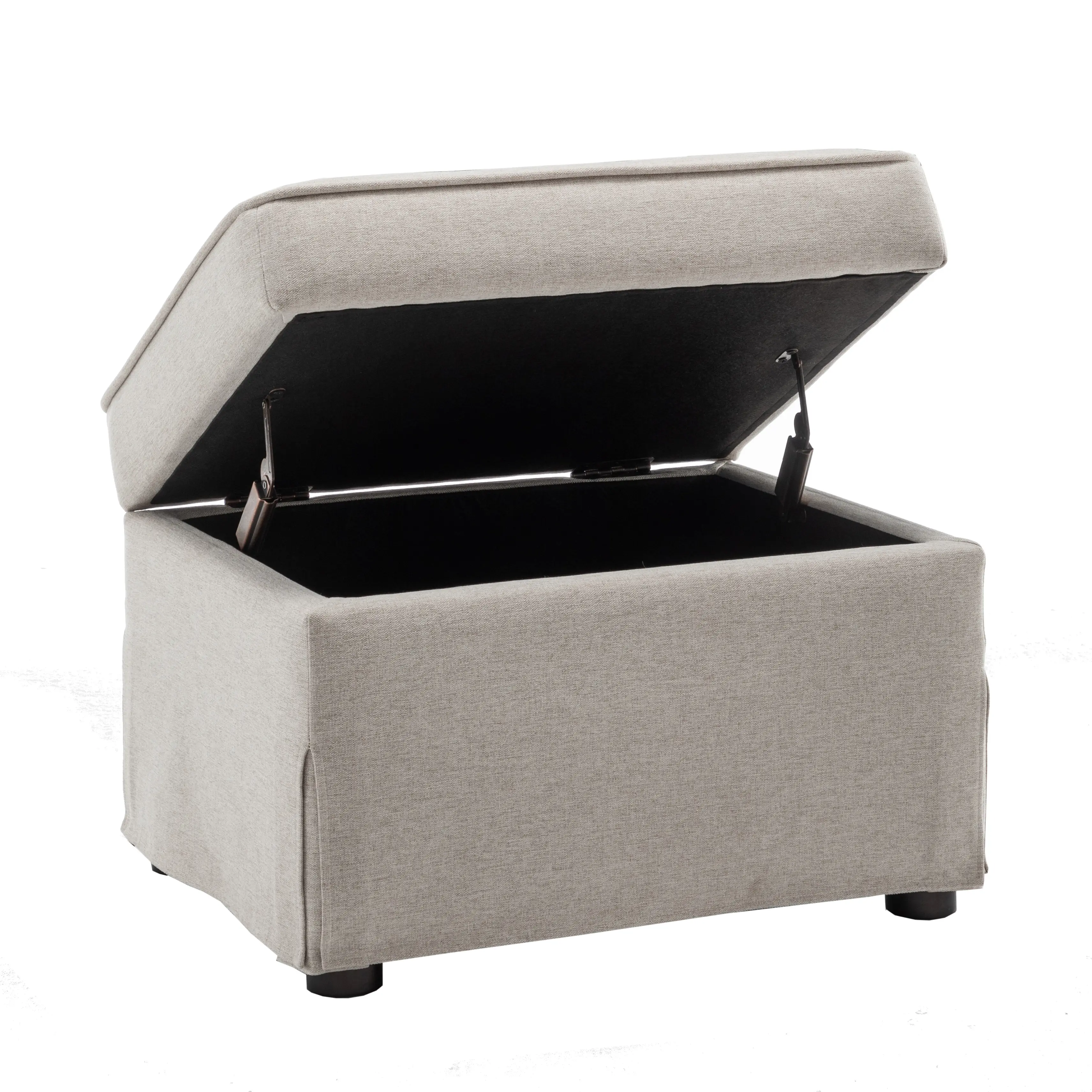 Woodcrest 24" Wide Rustic Armless Compact Rectangle Storage Ottoman - Light Brown, Lift Top Hidden Storage Footrest, Upholstered Accent Stool for Living Room, Small Spaces