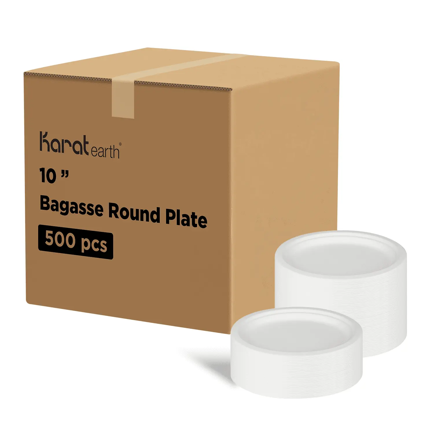 Karat Earth 10''x8'' Compostable Bagasse Oval Plates, White - 500 pcs