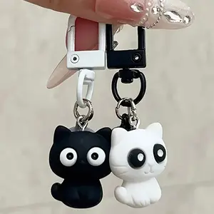 Cute & Cat Keychains, PVC Material, Metal Clasp Design, Durable Lightweight Gift for Women, Kawaii Style Accessories