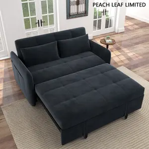 Loveseat Sleeper with USB Ports,3-in-1 Foldable Sofa Velvet Pullout Bed, Recliner Coffee Chair with Adjustable Backrest and Cushions for Living Room