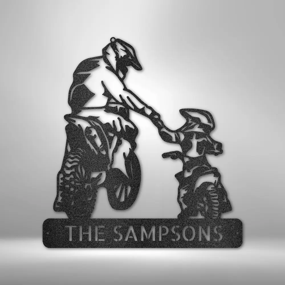 Father and Son Motorcross Monogram - Personalized Dirt Bike sign - USA