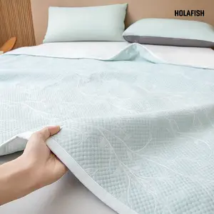 Holafish Cooling Blanket Queen, Absorbs Heat to Keep Body Cool for Night Sweats,Lightweight Summer Cold Blankets for Sleeping, Blue