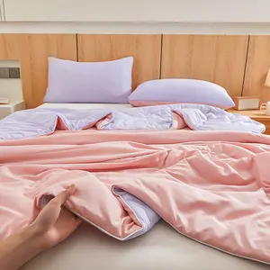 Double-Sided Knitted Cotton Summer Quilt, Air Conditioning Blanket, Fiber Fabric Ice-Cool Comfort, Lightweight Washable Quilt, No Pillowcase