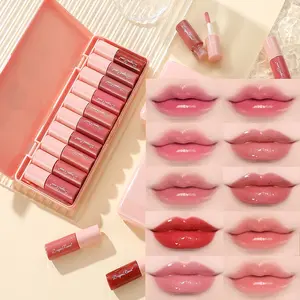 10-Piece Cartoon Lip Gloss Set, Lip Moisturizer Gloss, Moisturizing Long-Lasting Lip Stain, Mirror Finish Mini Lipstick, Holiday Gift for Women