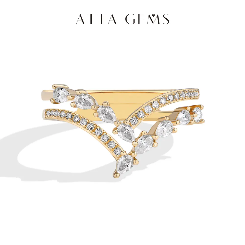 ATTAGEMS Fashion V-shaped design Lab-Created Moissanite Ring D Color VVS1 S925 Sterling Silver Ladies' exquisite jewelry ring Anniversary Gift Festival Gift R319, Rings For Women summerwins tiktokshopbacktoschool