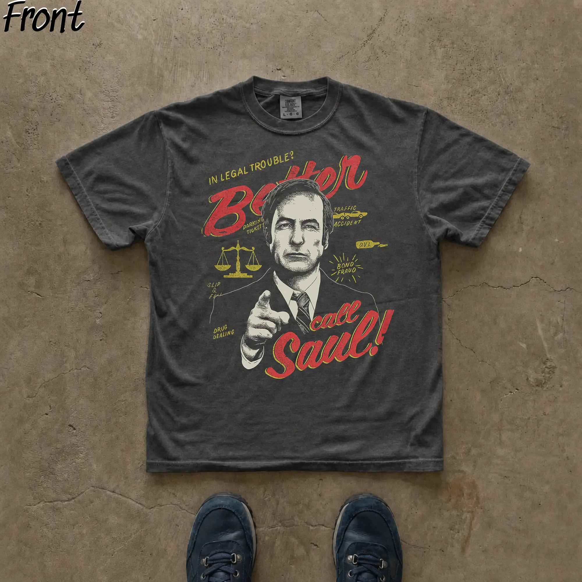 Gildan Men's Cotton Casual Graphic Tee - Short Sleeve Fitted Cut Streetwear with Better Call Saul & Breaking Bad Graphic Print, Round Neck, Lightweight Wear, Crew Neck Frames The Graphic Cleanly