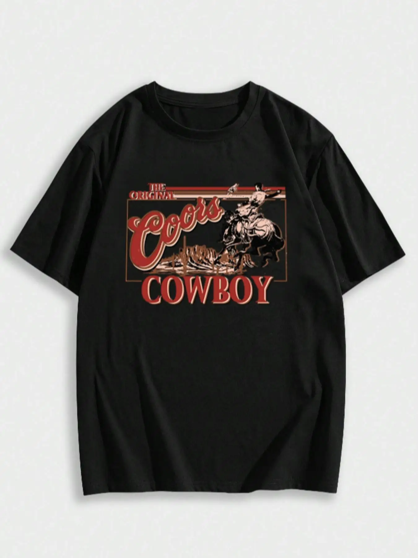 Men's Cartoon Graphic Print Round Neck Drop Shoulder Tee, Summer Clothes, Regular Fit Casual Streetwear Letter Graphic Crew Neck Half Sleeve T-Shirt f