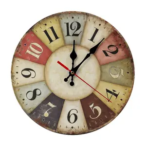 12 Inch Colorful Retro Round Wall Clock, Vintage Rustic Farmhouse Wall Decor, Silent Non-Ticking Wall Clock, Thoughtful Housewarming Gift