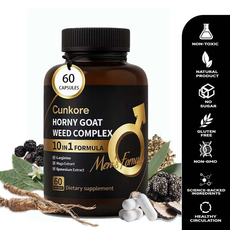 Cunkore 10-in-1 Male Healthcare Supplements, Gel-Free, Dairy-Free Vegan Dietary Supplement, 60-Count Natural Soft Capsules