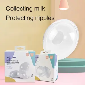 2-Pack Wearable Leakproof Nursing Pads, Removable Breast Pads with Portable Reusable Breast Milk Collector and Simple Suction Pump Adapter