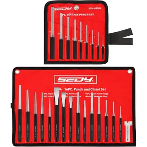 25- Punch and Chisel Set with Roll Pin Punches, Includes Taper, Pin, Center Punches & Cold Chisels for Metalworking, Automotive, and Craft Use