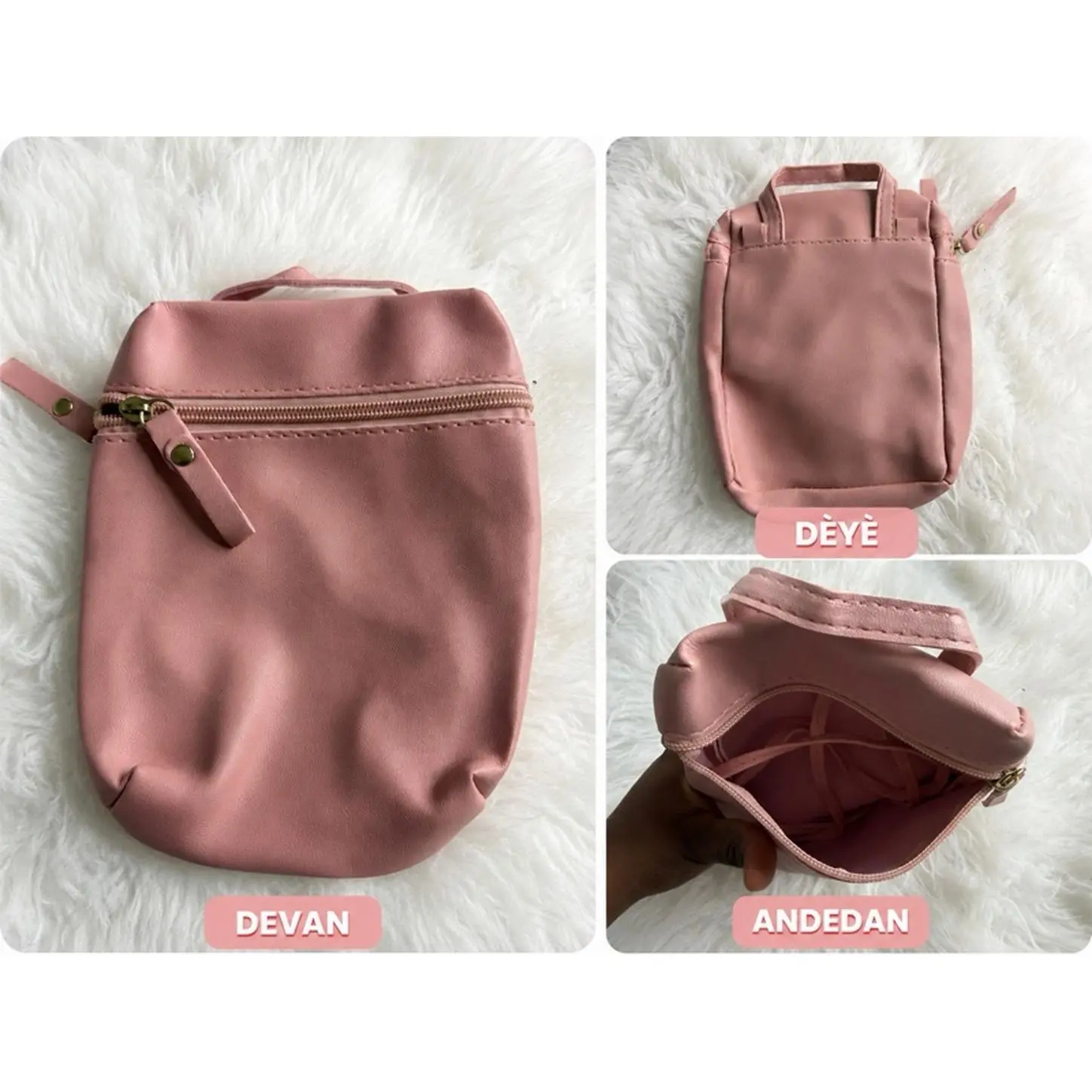 Pink Devan Andedan Dève Zipper Closure Bag for Everyday Use