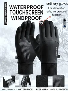 1 pair of warm and waterproof touch screen men's gloves, suitable for outdoor sports, skiing, motorcycle riding, bicycle riding, made of polyester fiber, Halloween, Christmas, Multi Purpose Glove