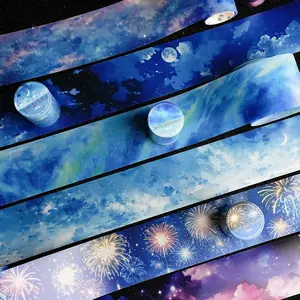1 Roll Night Starry Glow Pet Tape, DIY Planner Decor Sticker, Perfect for Scrapbooking and Journal Making