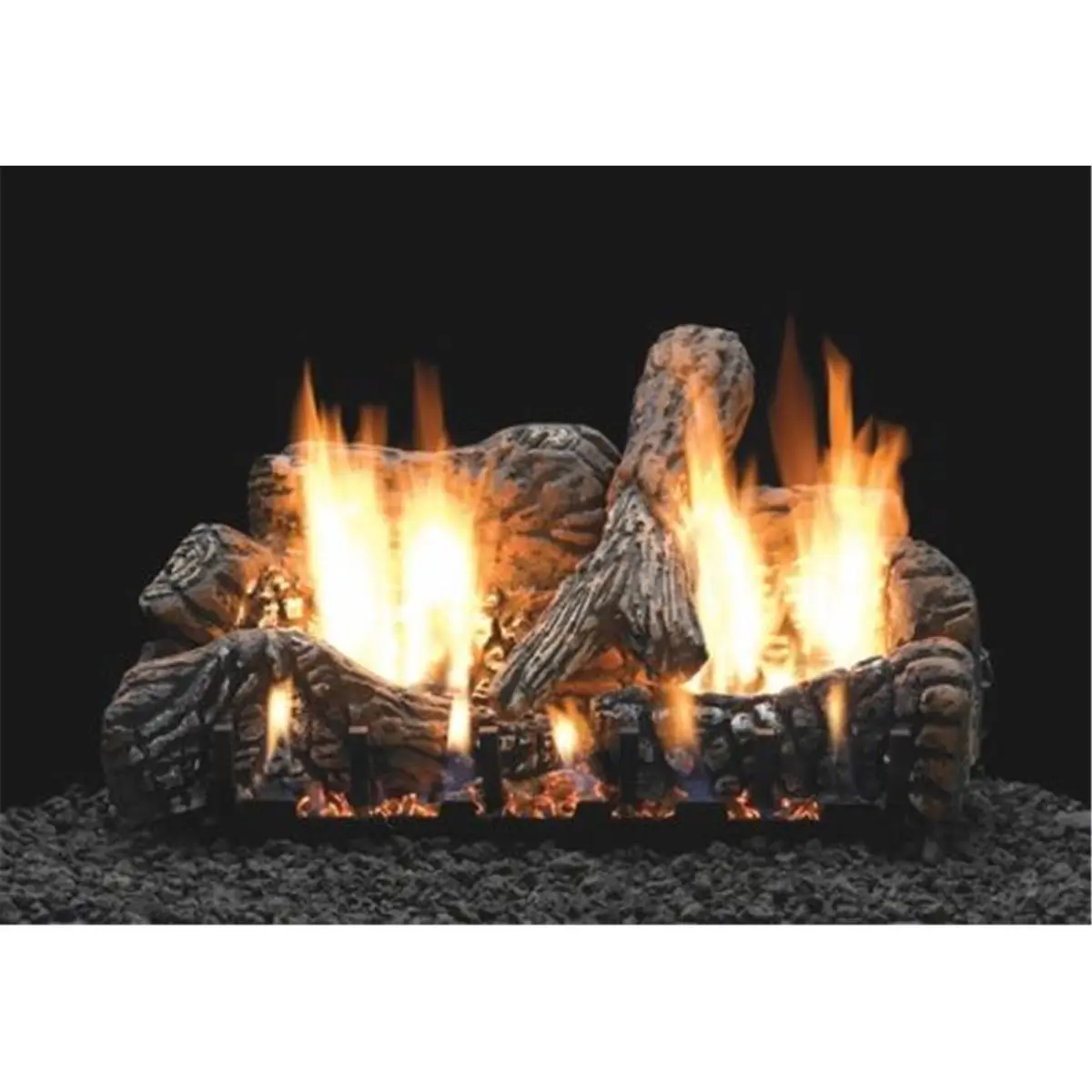 212 MAIN 24 in. Ceramic Fiber Charred Oak Fireplace Log Set, 4-Piece Hand-Painted Gas Logs, Four-Piece