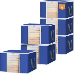 6 Pack Clothes Storage Bags, 24 Gallon Storage Containers with Reinforced