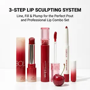 OLIBOLLA Lip Volume Hack Trio - 3-in-1 Plumping Cosmetic Lip Care Combo Set (Liner, Soft Matte Lipstick, High Shine Glossy Lipgloss) - Halo Glow, All Skin Types, Lip Products, Radiant