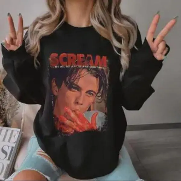 Vintage Scream  tshirt, Sweatshirt, Lets Watch Scary Movies Sweatshirt, Horror Movie Tshirt, Scream Movie Sweatshirt Casual Fabric Womenswear Casual Wear 7