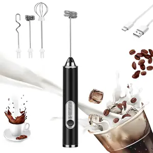 Milk Frother with 3 Heads, Electric Handheld Coffee Frother, 150000RPM High Speed, Adjustable Three Speeds, with USB Charging, Make Milk Foam Cappuccino Hot Chocolate Coffee Latte, Gift Box for Kitchen & Holiday Gifts